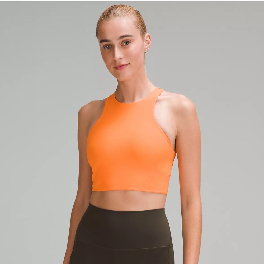 NWT Lululemon orange mesh longline sports bra